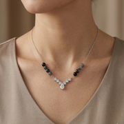 Stylish Crystal Mangalsutra in 925 Sterling Silver Rhodium Plated 9 inches